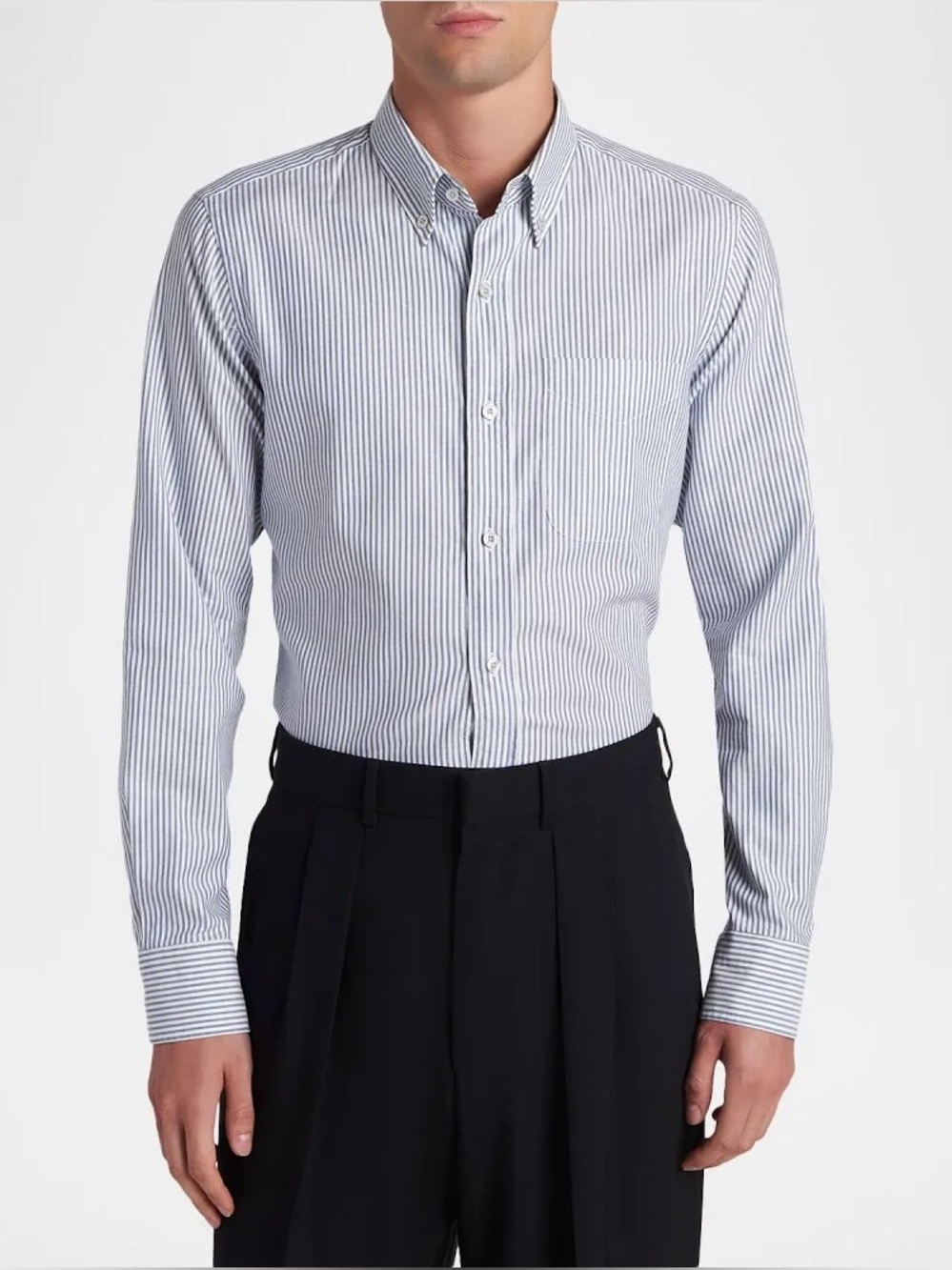 Tom Ford Blue and White Striped Dress Shirt 39 15.5 Medium